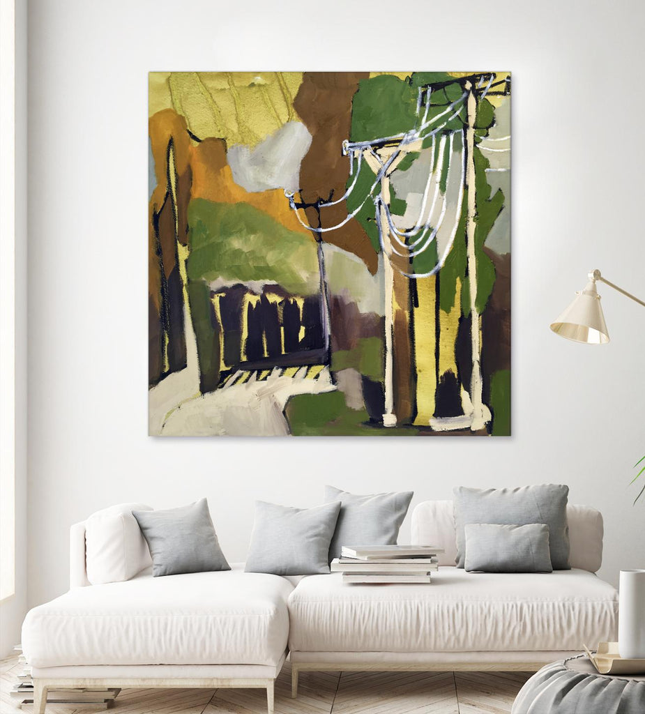 Trees & Wires X by Erin McGee Ferrell on GIANT ART - green abstract