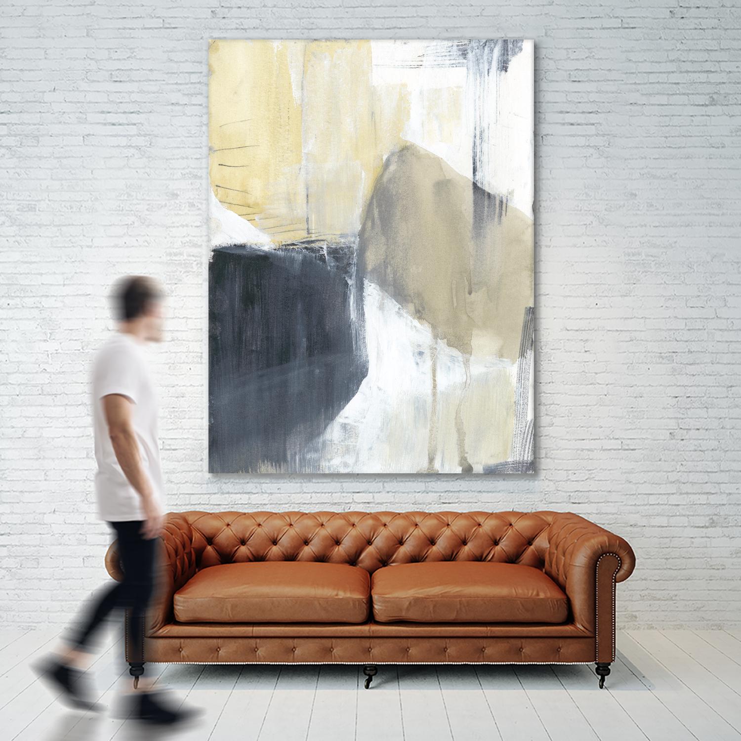 Neutral Divide I by Jennifer Goldberger on GIANT ART - brown abstract