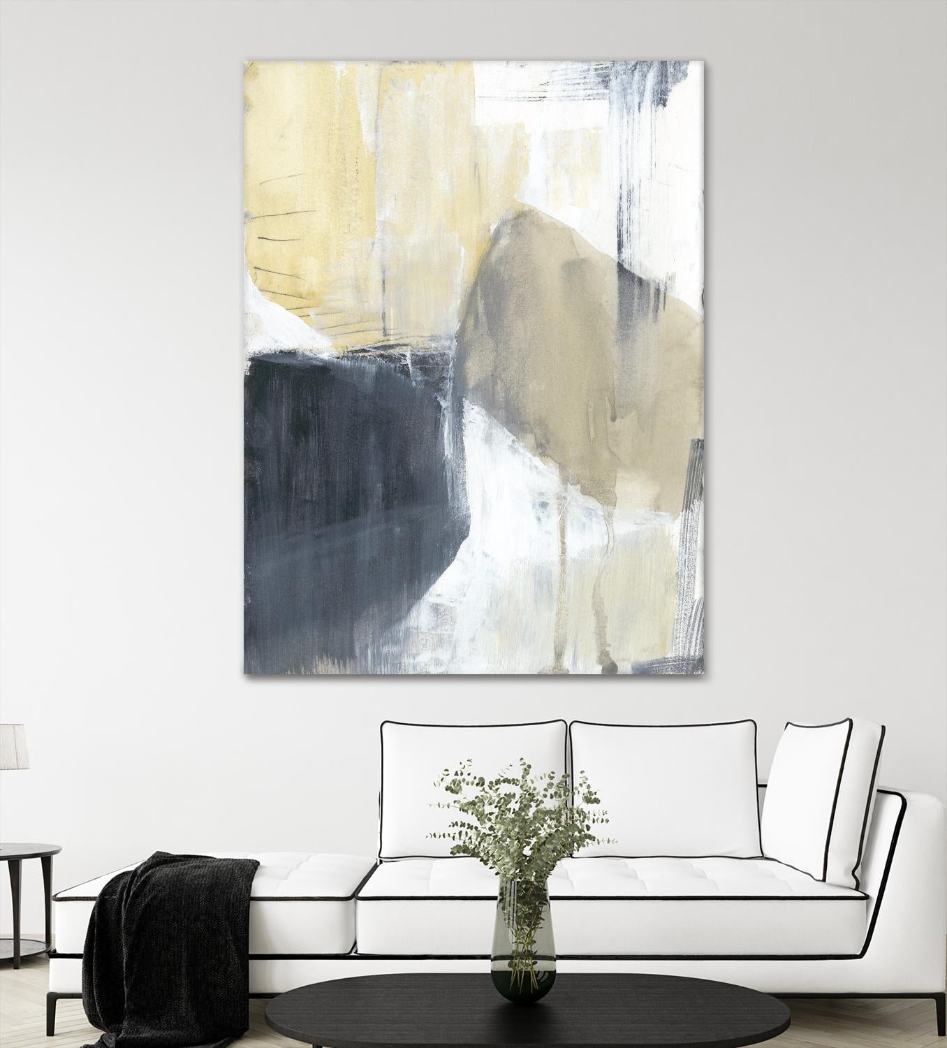 Neutral Divide I by Jennifer Goldberger on GIANT ART - brown abstract