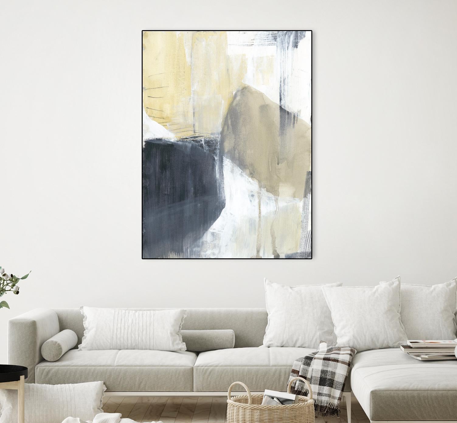 Neutral Divide I by Jennifer Goldberger on GIANT ART - brown abstract