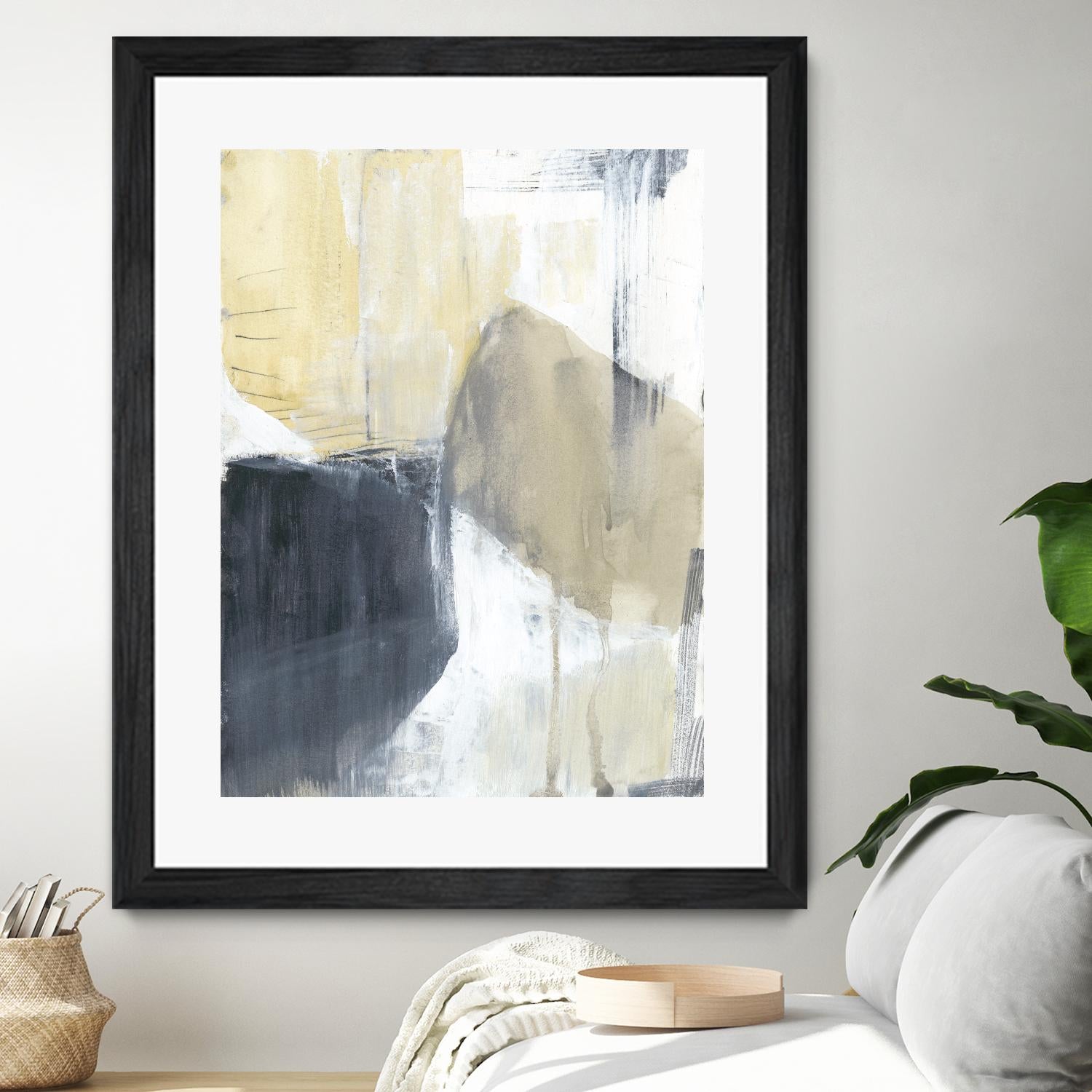 Neutral Divide I by Jennifer Goldberger on GIANT ART - brown abstract