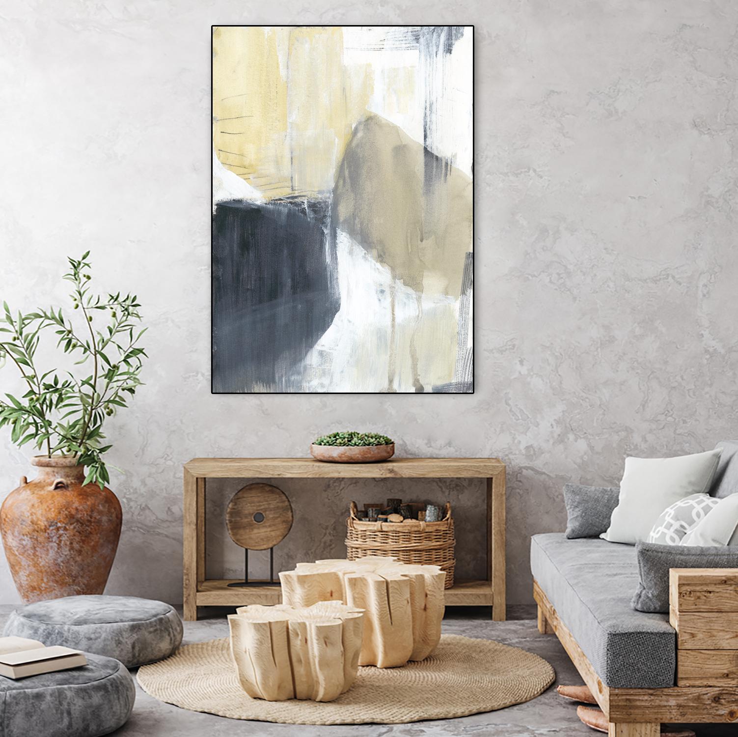 Neutral Divide I by Jennifer Goldberger on GIANT ART - brown abstract