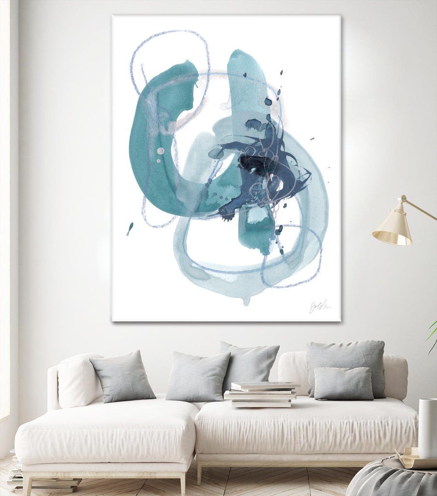 Aqua Orbit II de June Erica Vess sur GIANT ART - bleu abstrait