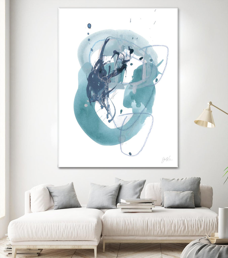 Aqua Orbit IV de June Erica Vess sur GIANT ART - bleu abstrait