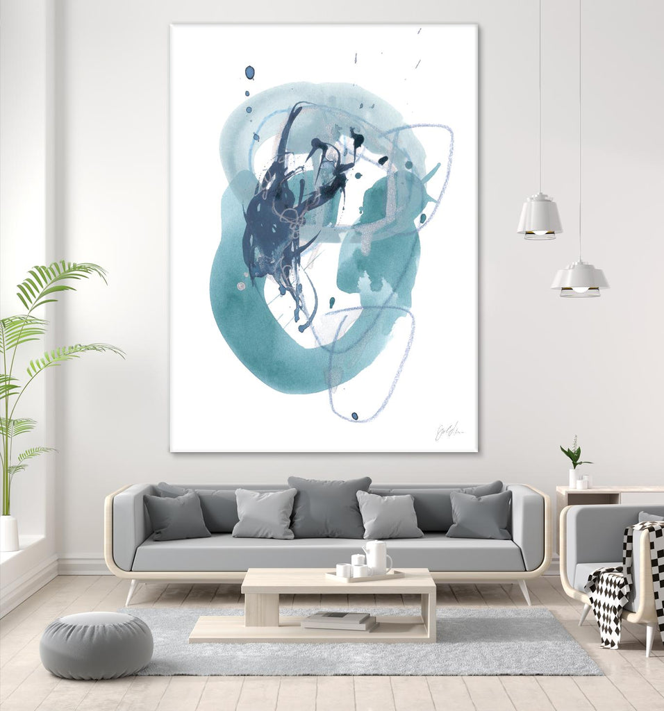 Aqua Orbit IV de June Erica Vess sur GIANT ART - bleu abstrait