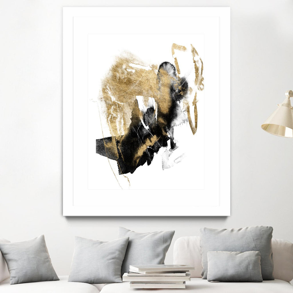 Black & Gold Splash I de Jennifer Goldberger sur GIANT ART - abstrait métallisé
