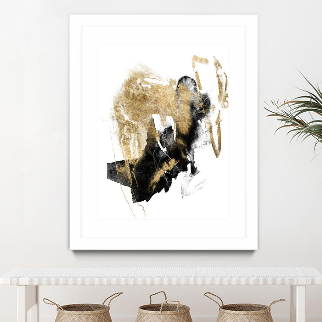 Black & Gold Splash I by Jennifer Goldberger on GIANT ART - metallics abstract
