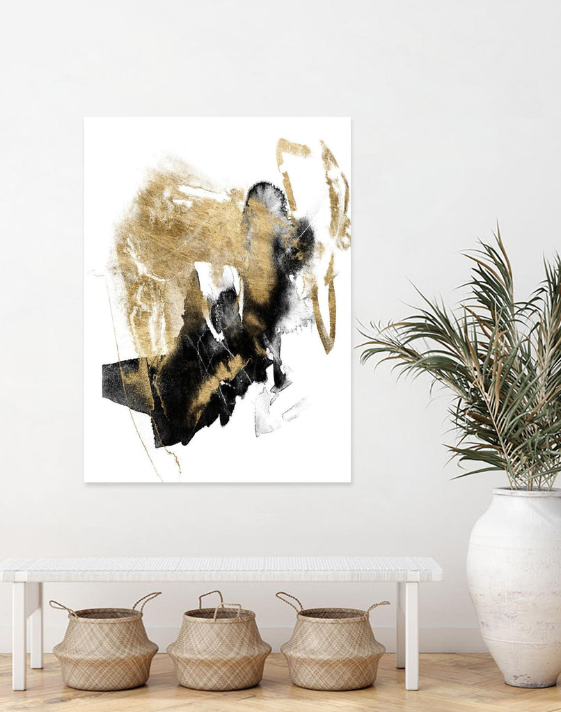 Black & Gold Splash I by Jennifer Goldberger on GIANT ART - metallics abstract