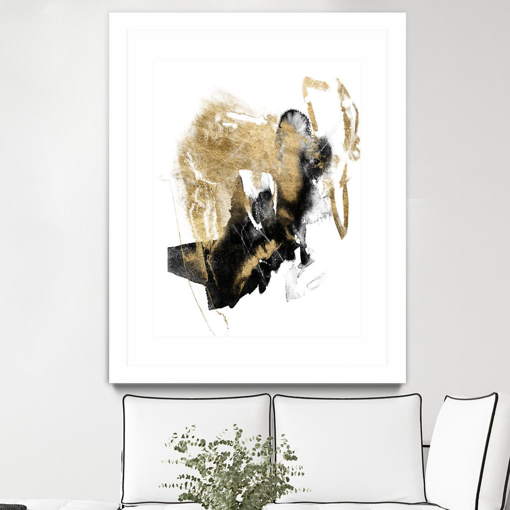 Black & Gold Splash I de Jennifer Goldberger sur GIANT ART - abstrait métallisé