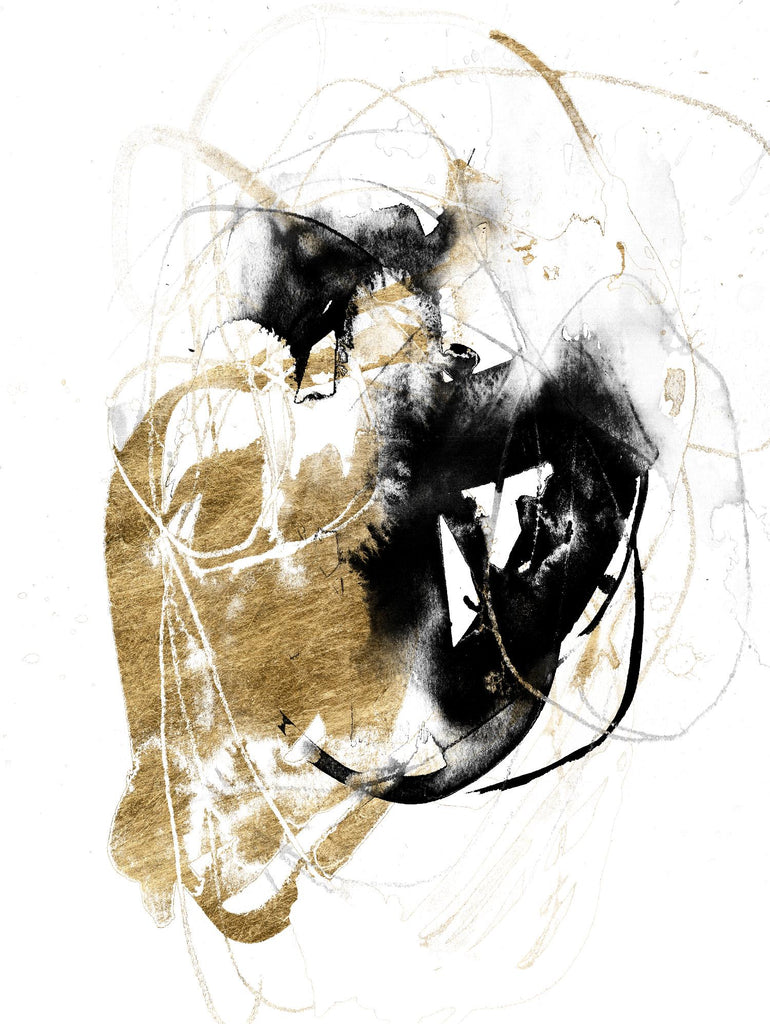 Black & Gold Splash III de Jennifer Goldberger sur GIANT ART - abstrait métallisé
