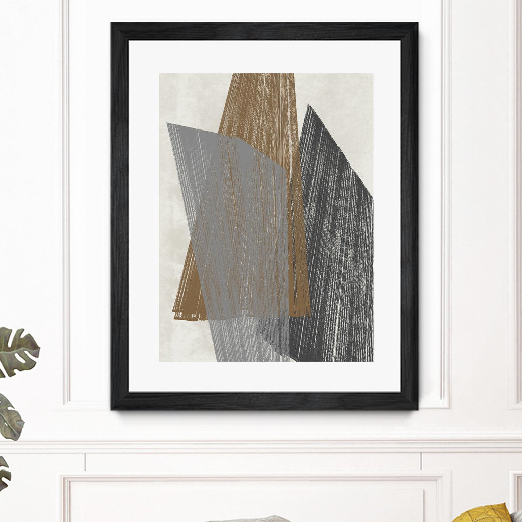 Triangle Stripes I de Jennifer Goldberger sur GIANT ART - abstrait brun