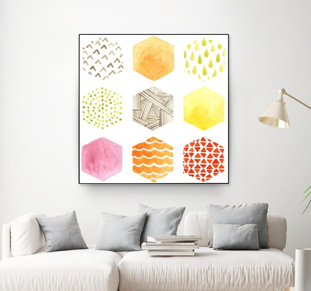 Honeycomb Patterns I par June Erica Vess sur GIANT ART - abstrait