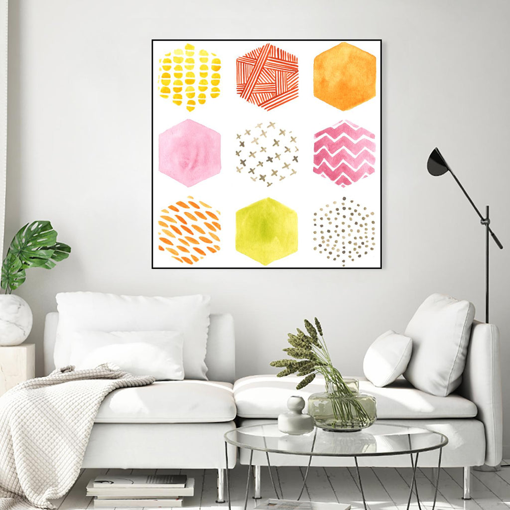 Honeycomb Patterns II par June Erica Vess sur GIANT ART - abstrait