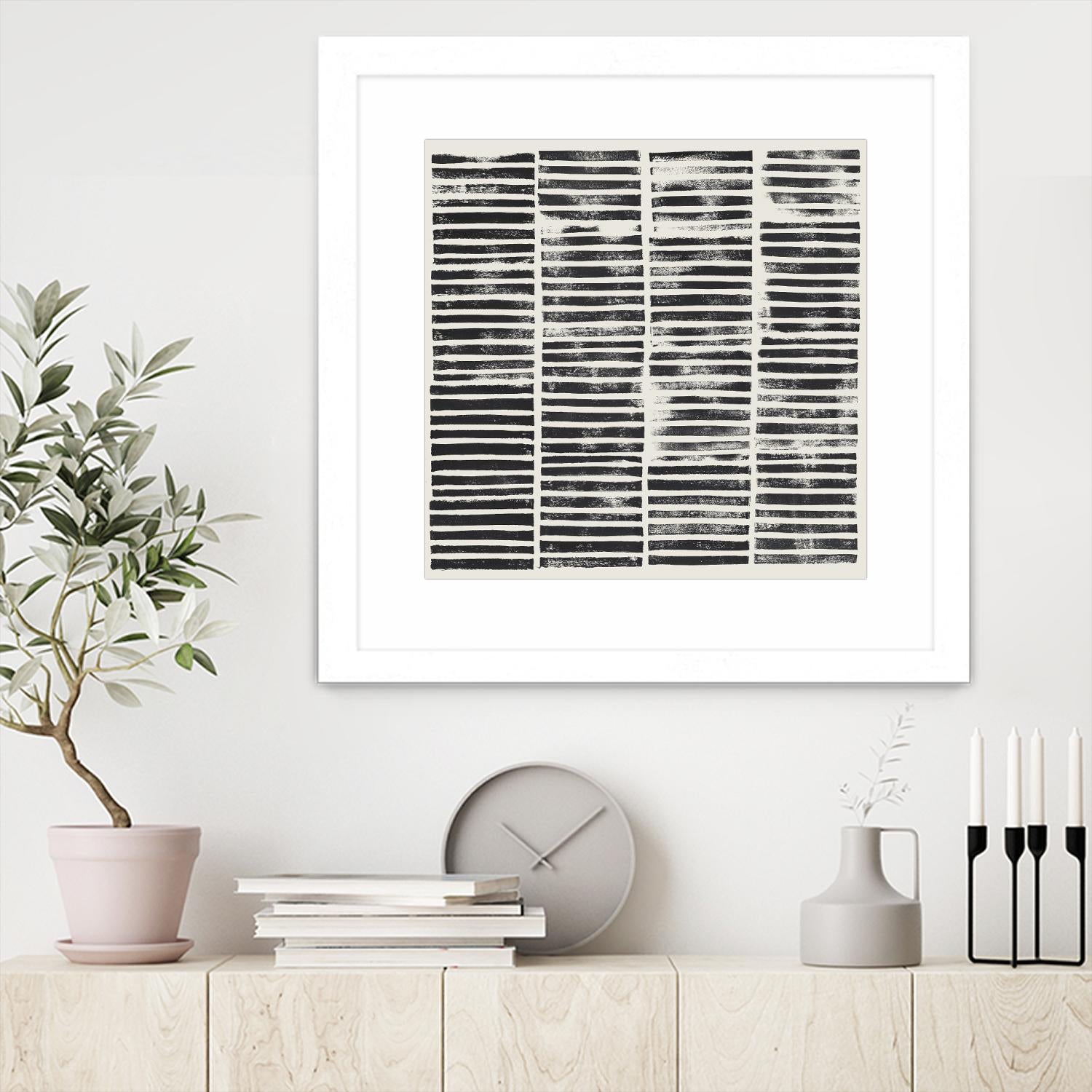 Stripe Block Prints II by Grace Popp on GIANT ART - black abstract