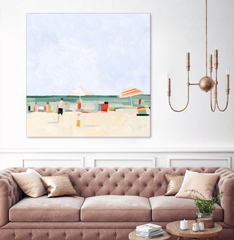 Vacances en famille II par Emma Scarvey sur GIANT ART - abstrait beige, côtier et tropical