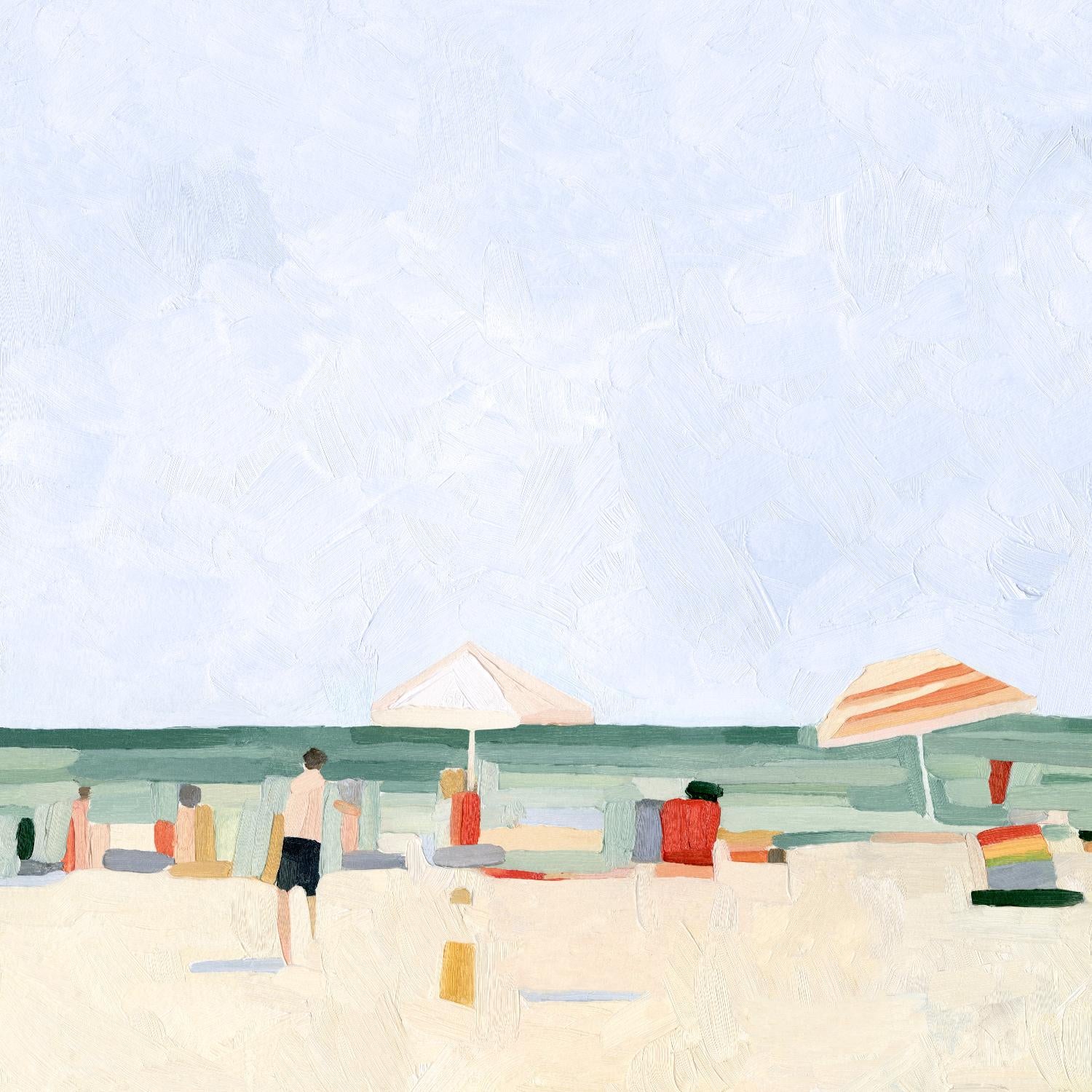 Vacances en famille II par Emma Scarvey sur GIANT ART - abstrait beige, côtier et tropical