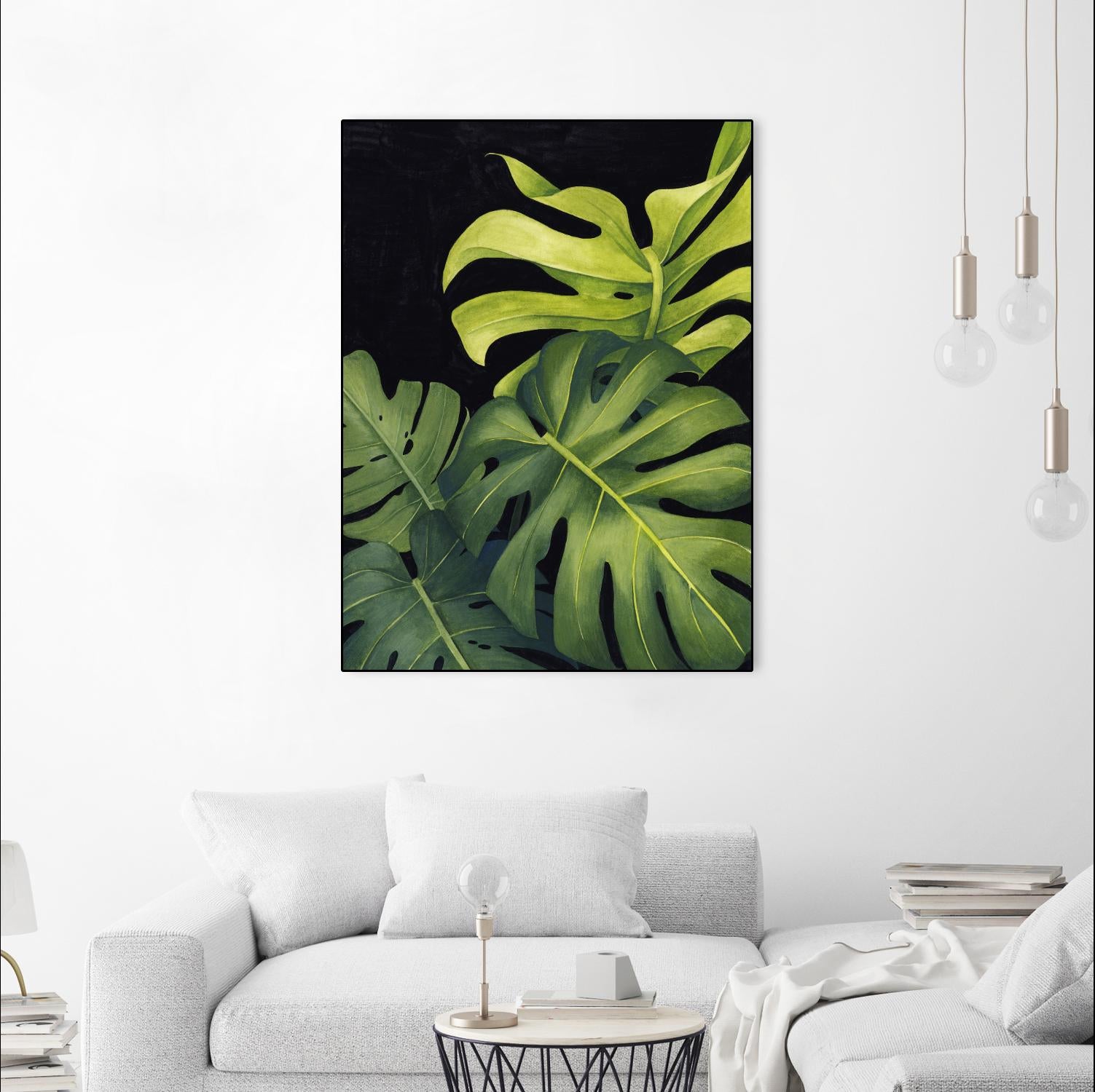 Night Monsteras I by Grace Popp on GIANT ART - green  coastal & tropical abstract 