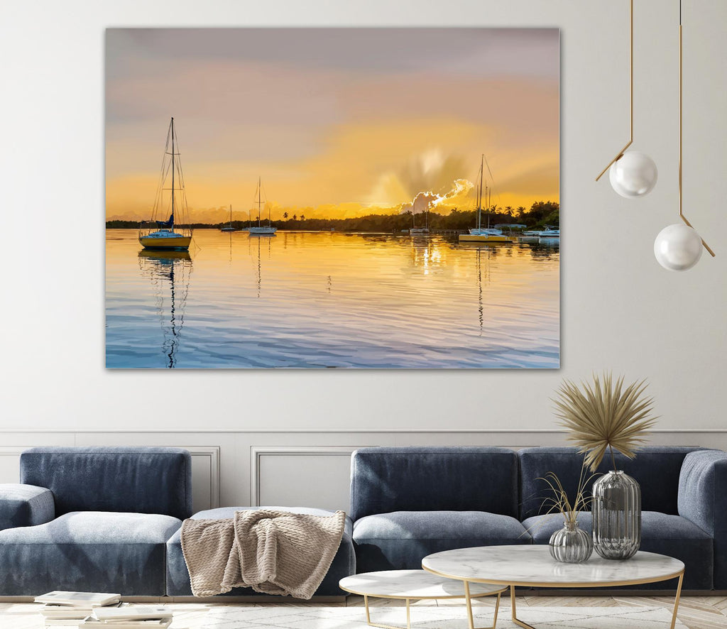 In the Golden Light IV by Emily Kalina on GIANT ART - blue coastal & tropical abstract