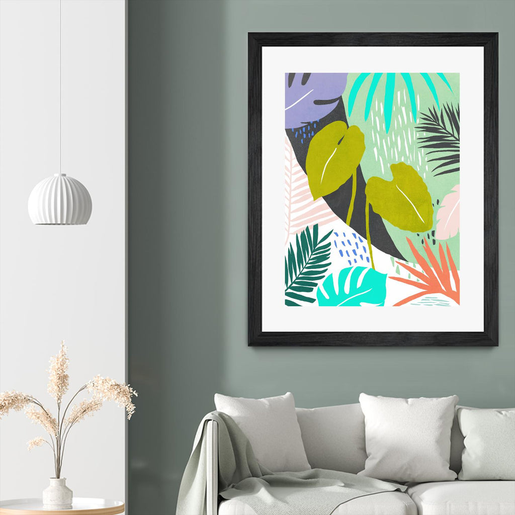 Jazzy Jungle I by Annie Warren on GIANT ART - orange coastal & tropical leaves