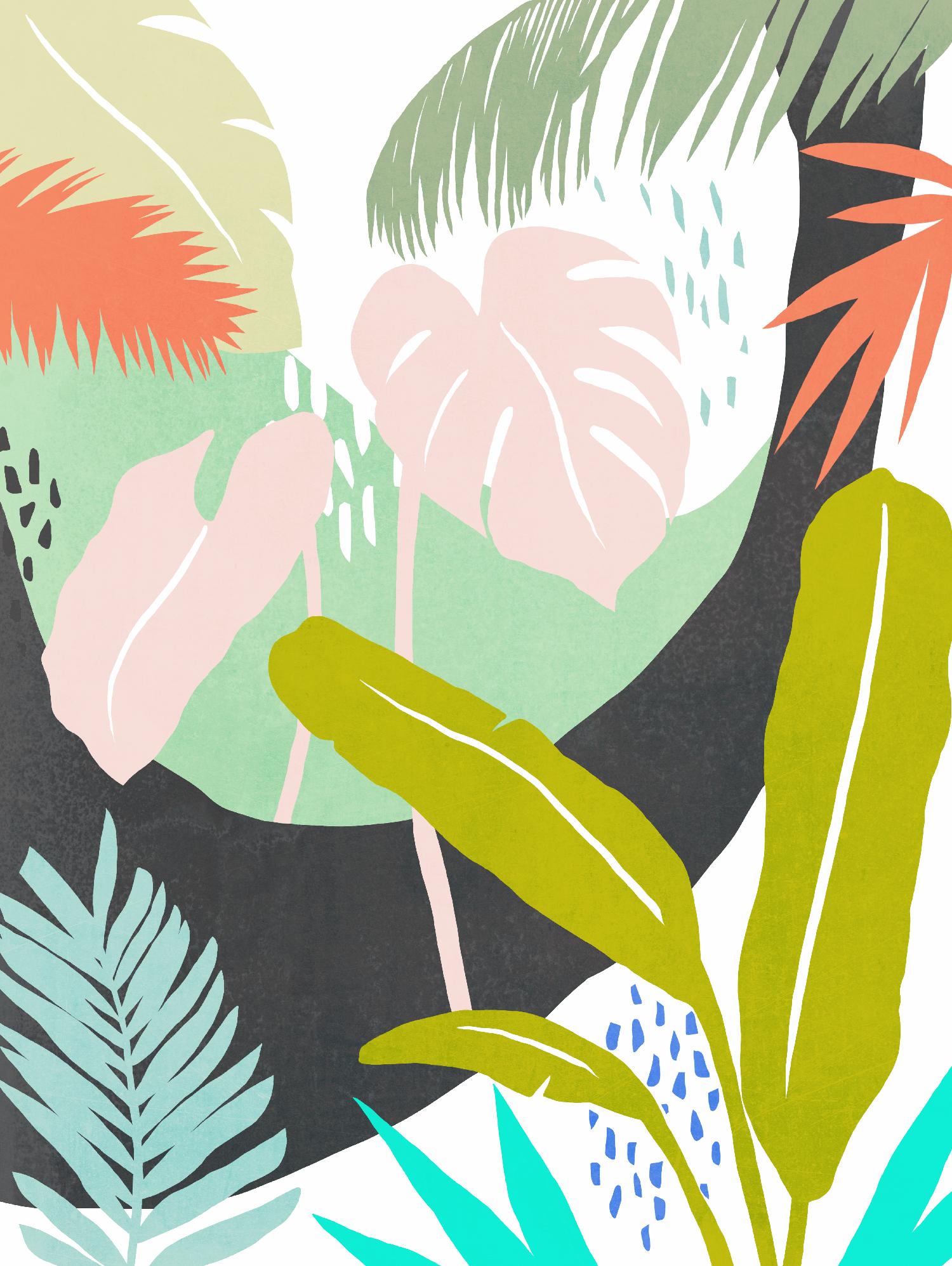 Jazzy Jungle II par Annie Warren sur GIANT ART - abstrait orange côtier et tropical