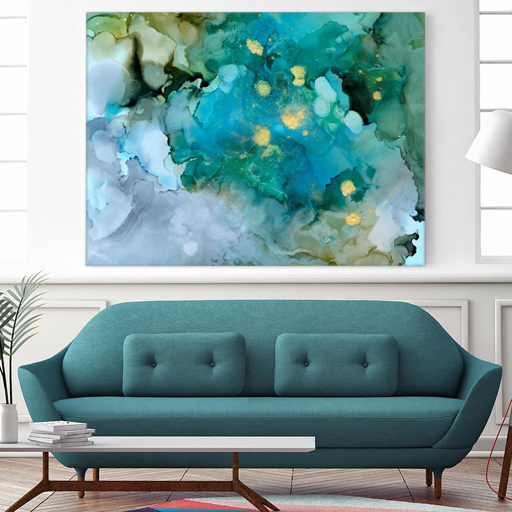 Aqua Brume I by Victoria Borges on GIANT ART - gold abstract abstract