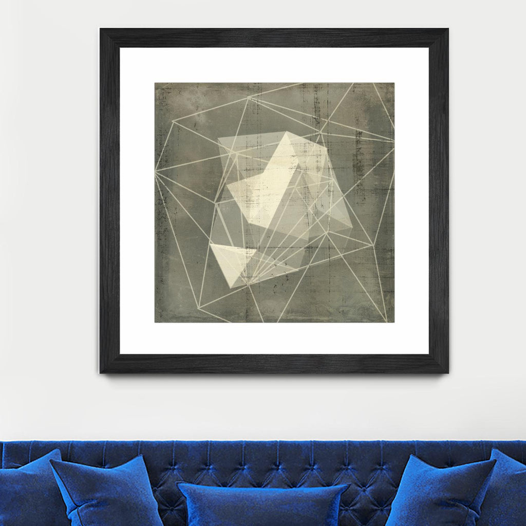 Geomolecule Blueprint I par Jennifer Goldberger sur GIANT ART - abstraction grise 