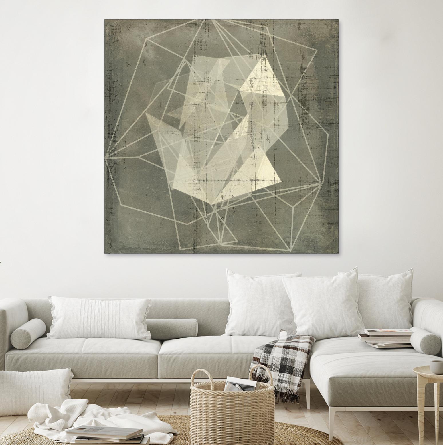 Geomolecule Blueprint II by Jennifer Goldberger on GIANT ART - beige abstract abstract