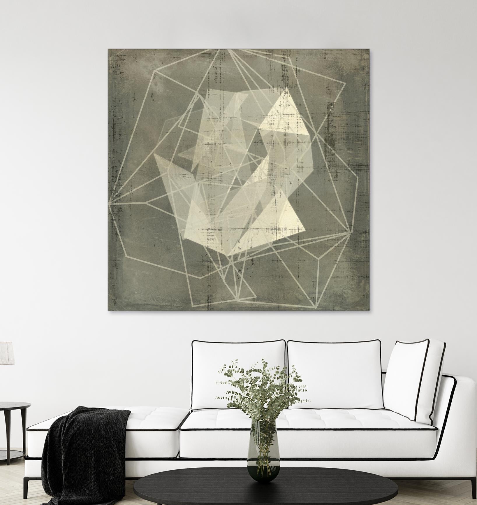 Geomolecule Blueprint II by Jennifer Goldberger on GIANT ART - beige abstract abstract