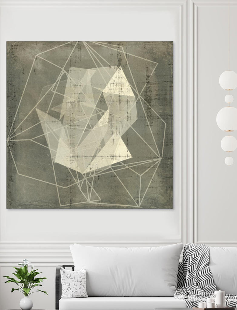 Geomolecule Blueprint II par Jennifer Goldberger sur GIANT ART - abstrait beige