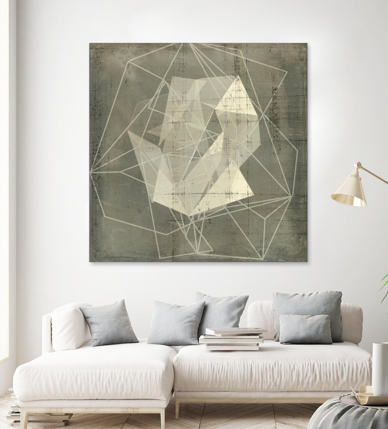 Geomolecule Blueprint II by Jennifer Goldberger on GIANT ART - beige abstract abstract