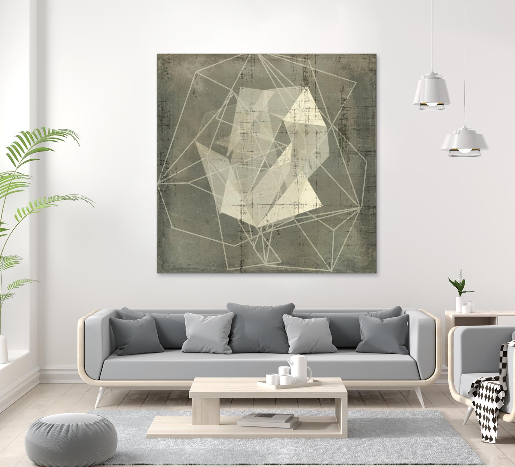 Geomolecule Blueprint II by Jennifer Goldberger on GIANT ART - beige abstract abstract