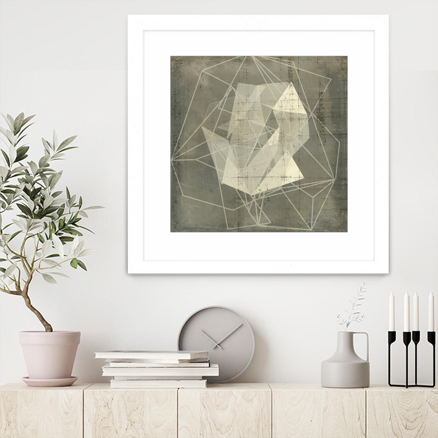 Geomolecule Blueprint II by Jennifer Goldberger on GIANT ART - beige abstract abstract