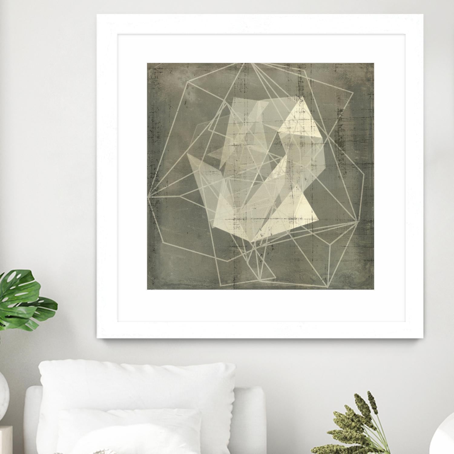 Geomolecule Blueprint II by Jennifer Goldberger on GIANT ART - beige abstract abstract