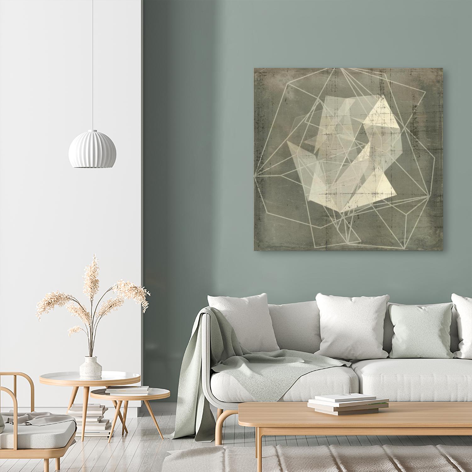 Geomolecule Blueprint II by Jennifer Goldberger on GIANT ART - beige abstract abstract