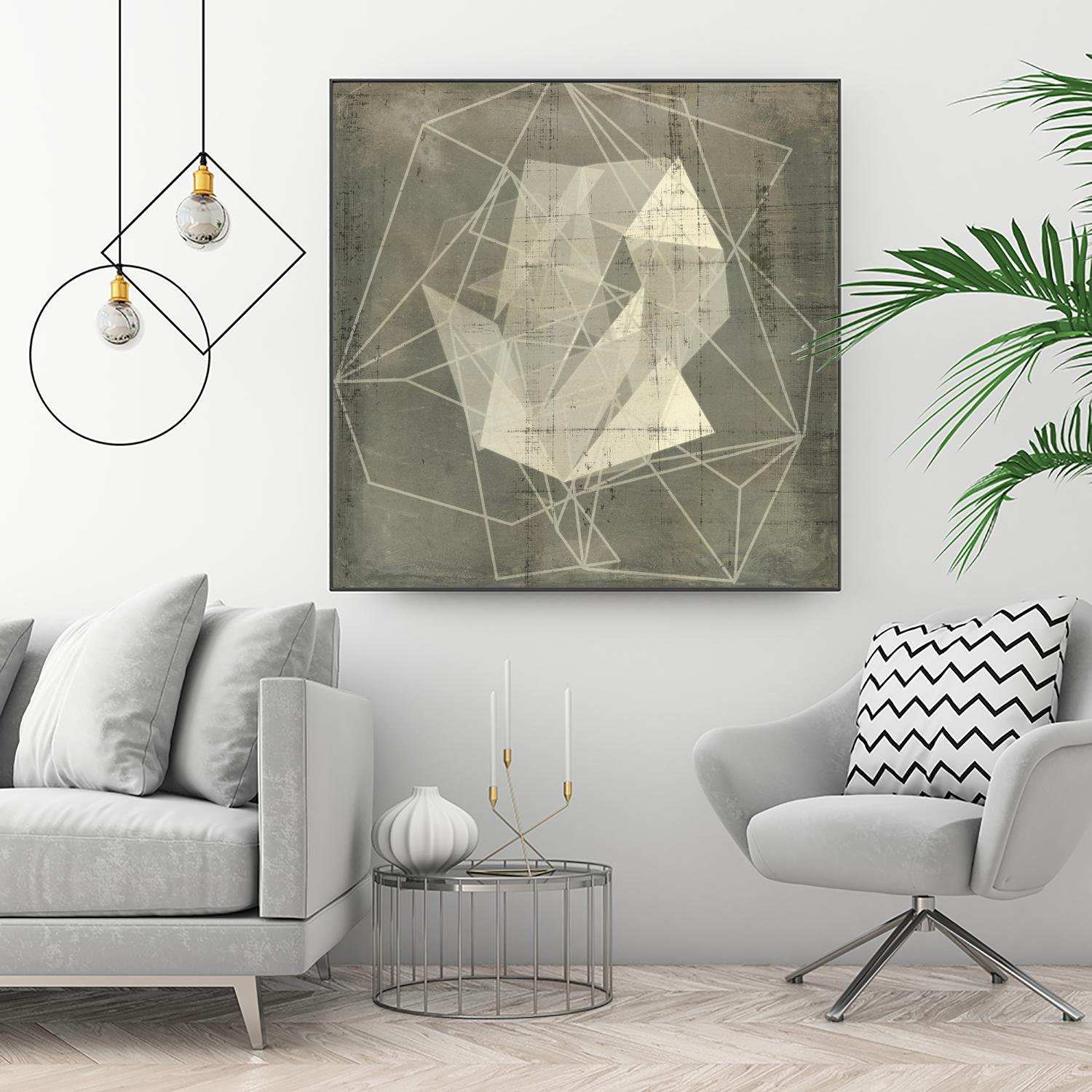 Geomolecule Blueprint II by Jennifer Goldberger on GIANT ART - beige abstract abstract