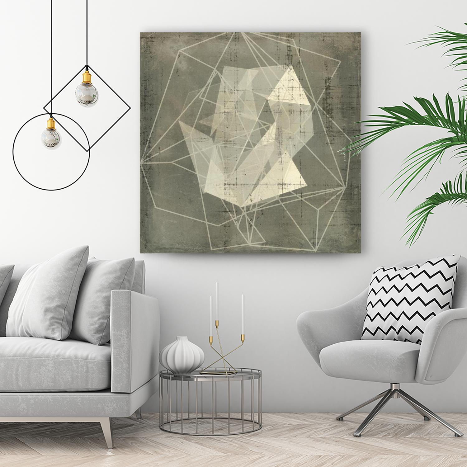 Geomolecule Blueprint II by Jennifer Goldberger on GIANT ART - beige abstract abstract