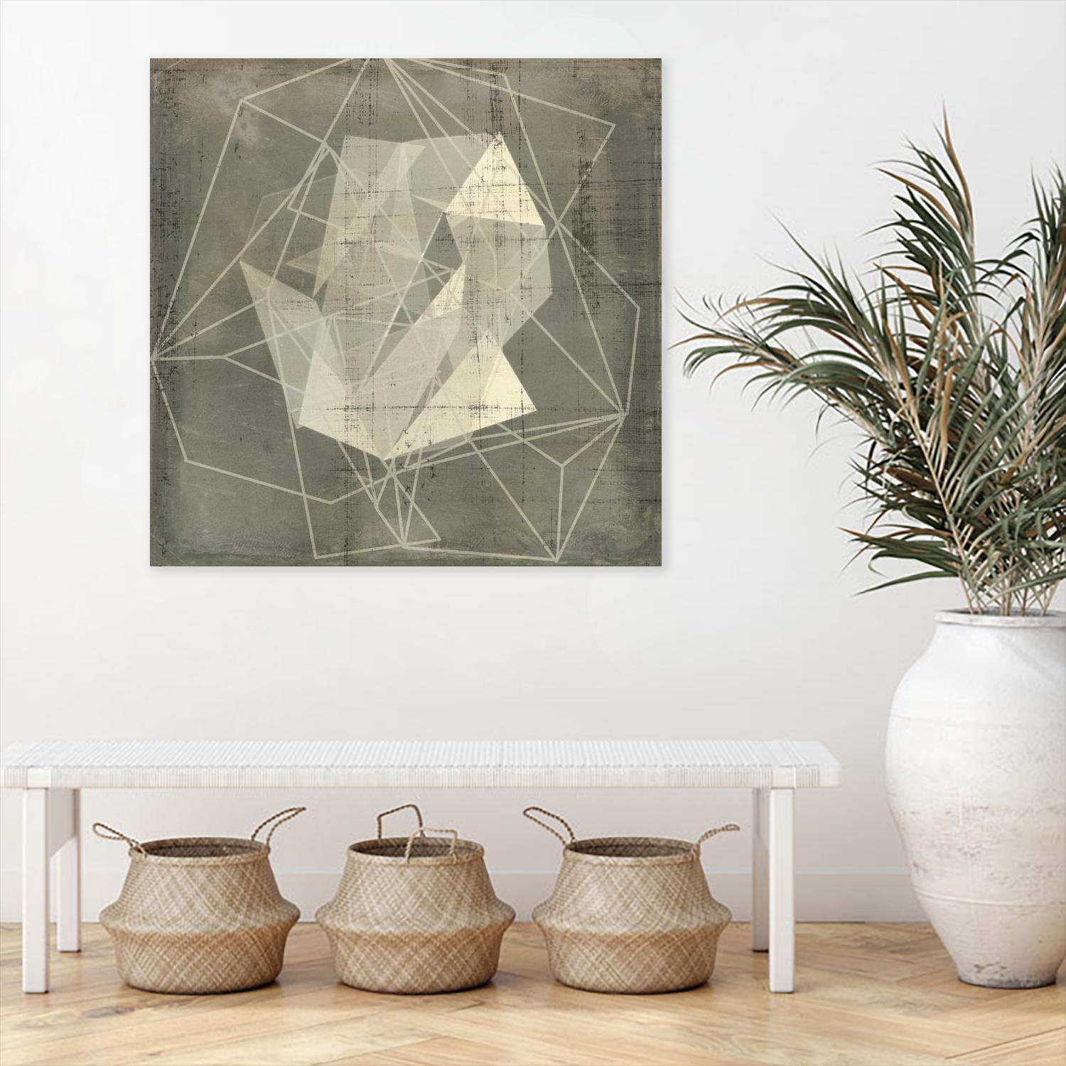 Geomolecule Blueprint II by Jennifer Goldberger on GIANT ART - beige abstract abstract