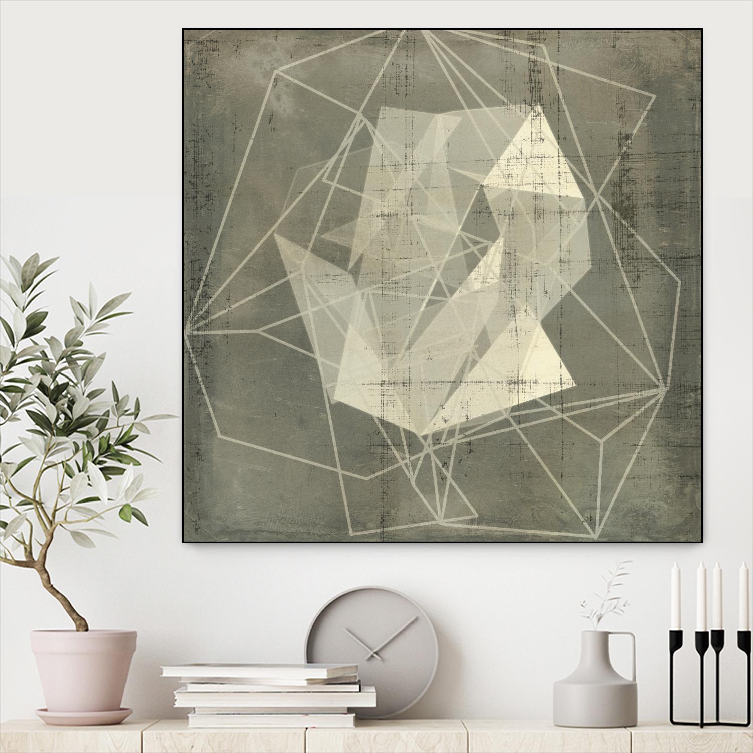 Geomolecule Blueprint II by Jennifer Goldberger on GIANT ART - beige abstract abstract