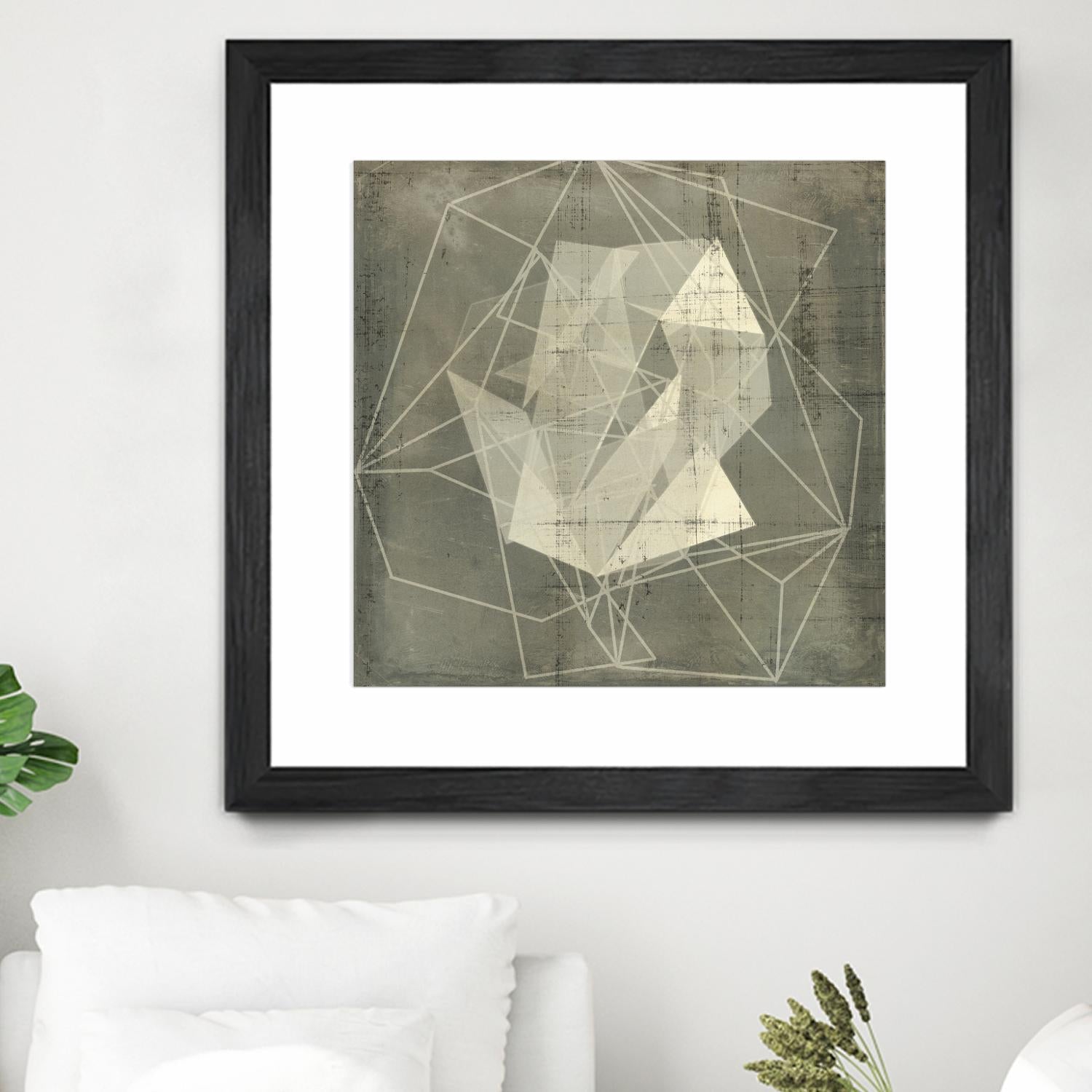 Geomolecule Blueprint II by Jennifer Goldberger on GIANT ART - beige abstract abstract