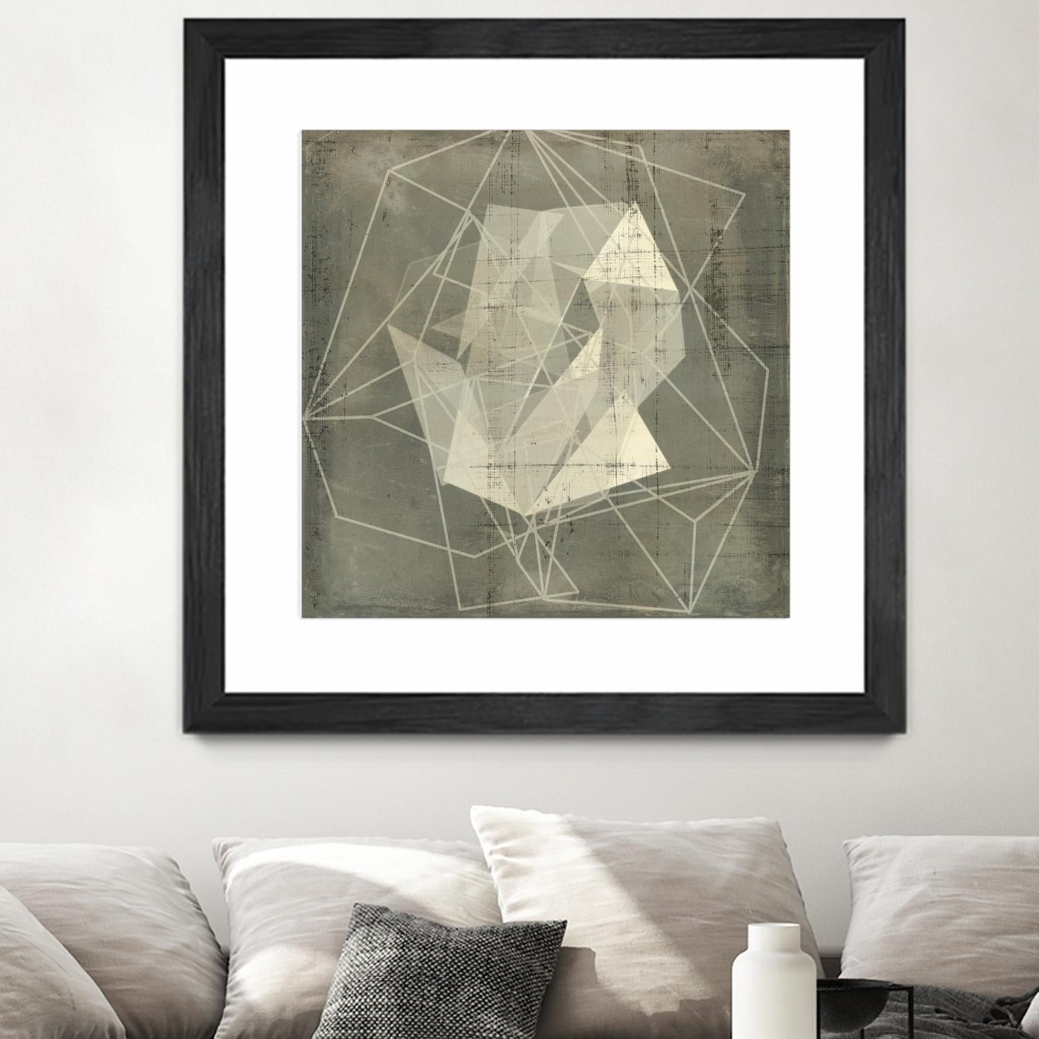 Geomolecule Blueprint II by Jennifer Goldberger on GIANT ART - beige abstract abstract