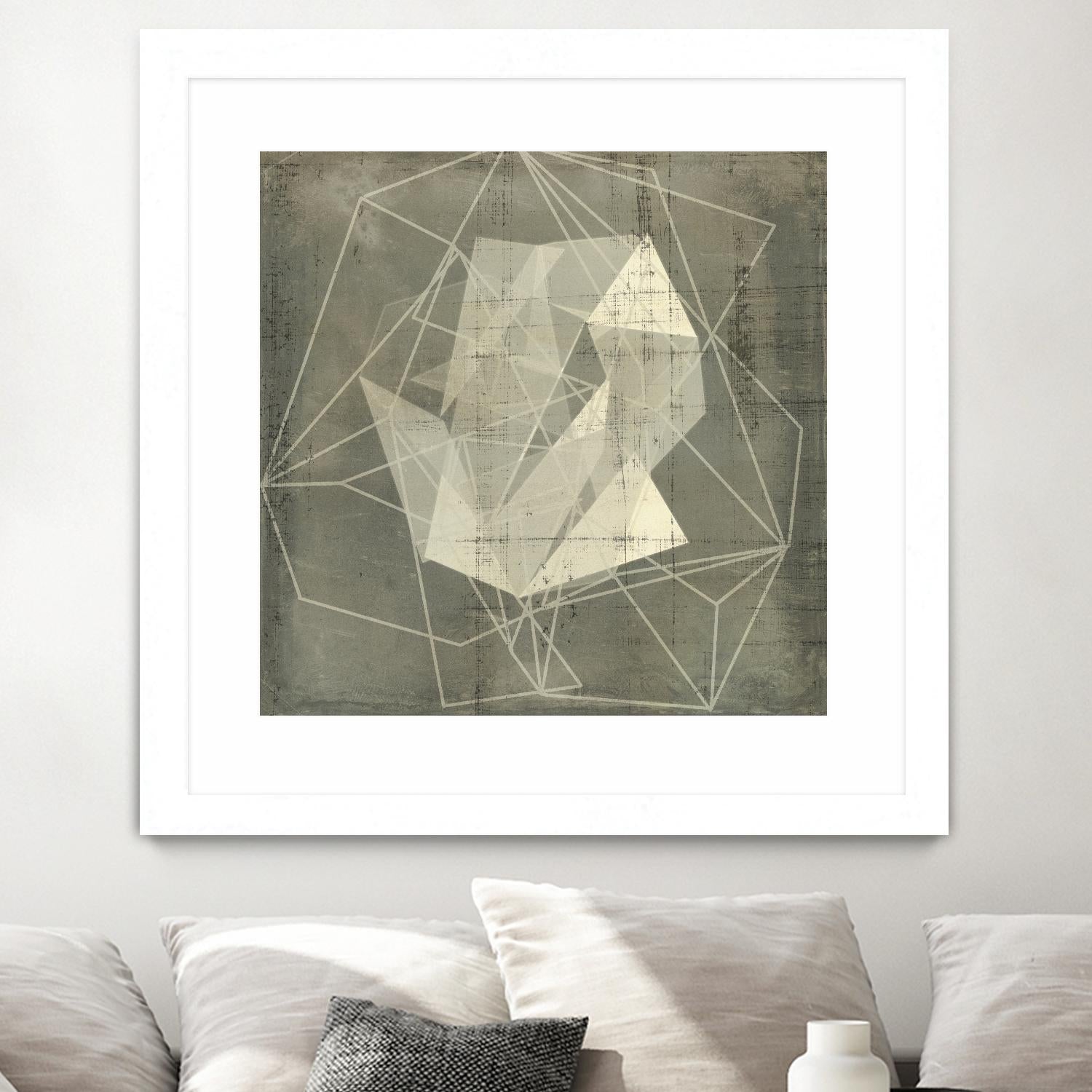 Geomolecule Blueprint II by Jennifer Goldberger on GIANT ART - beige abstract abstract