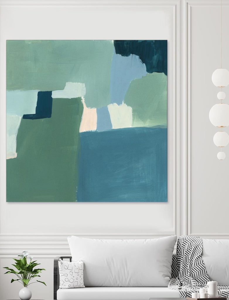 Teal and Sage I by Victoria Barnes on GIANT ART - pink  abstract abstract