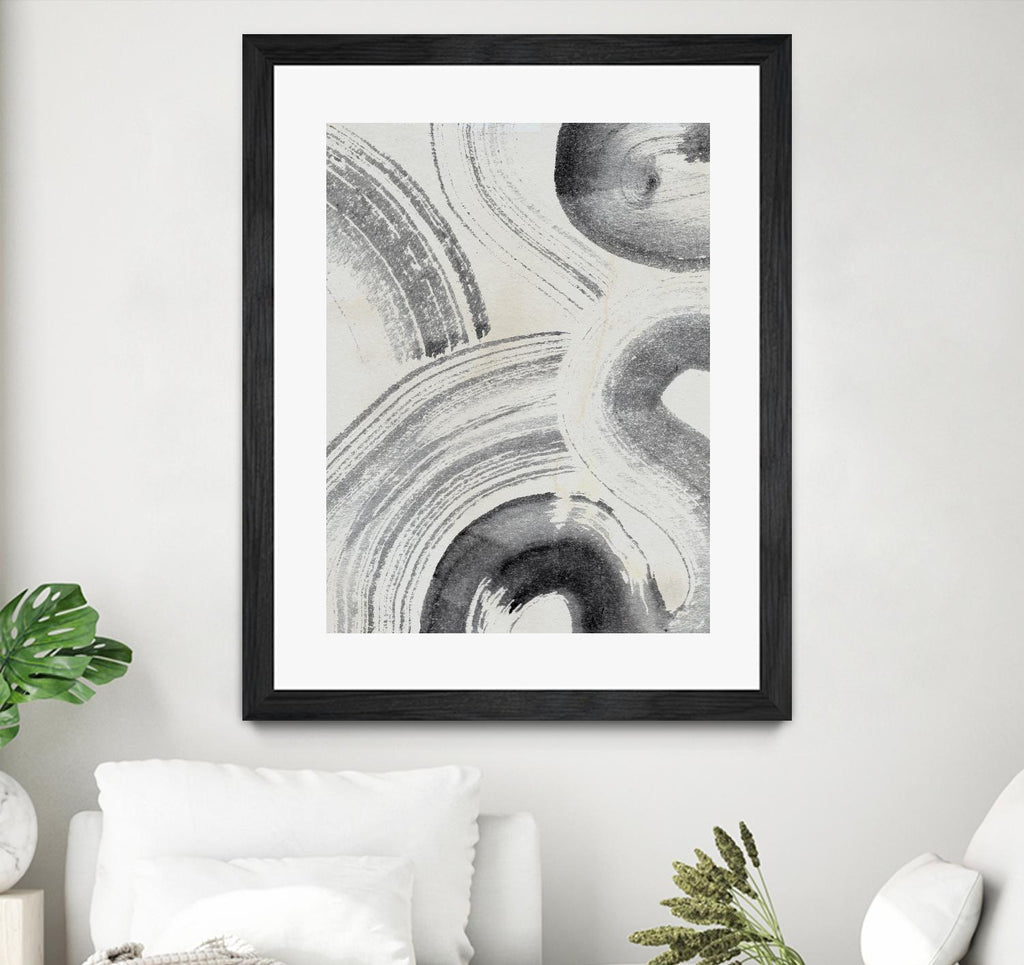 Zen Flow II by Jennifer Parker on GIANT ART - beige black & white abstract