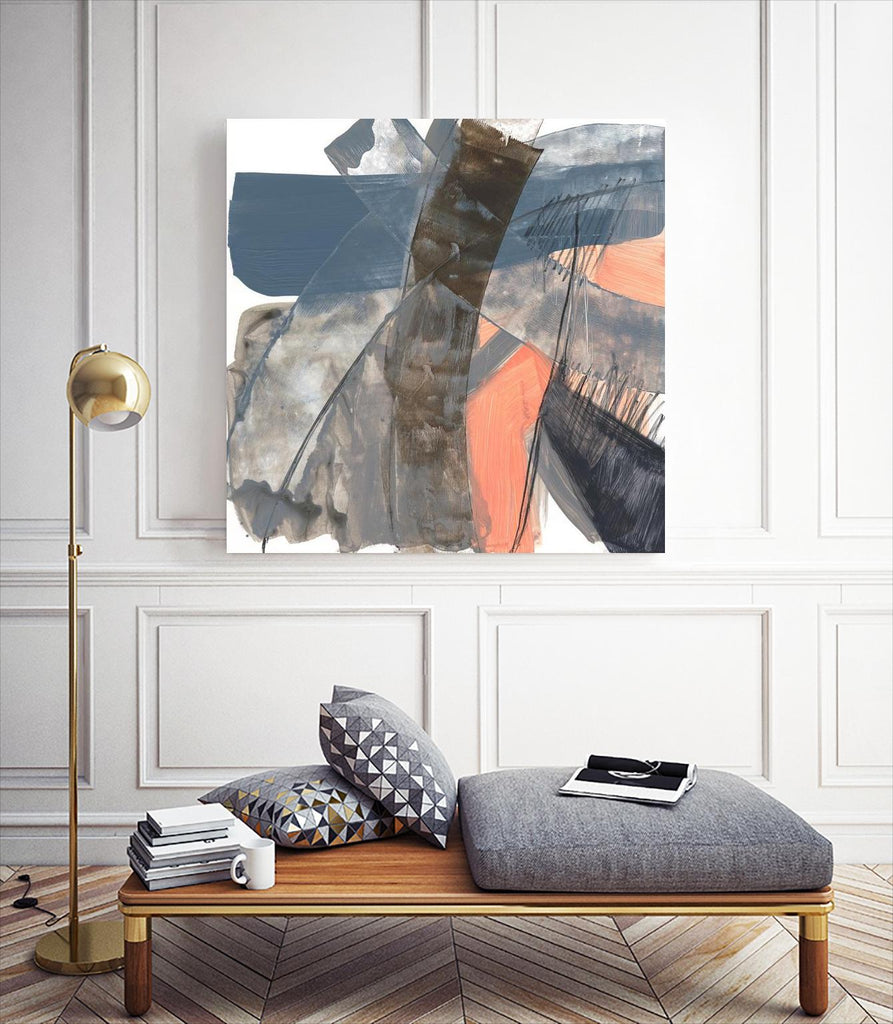 Neutres et corail II par Jennifer Goldberger sur GIANT ART - abstrait grisé 