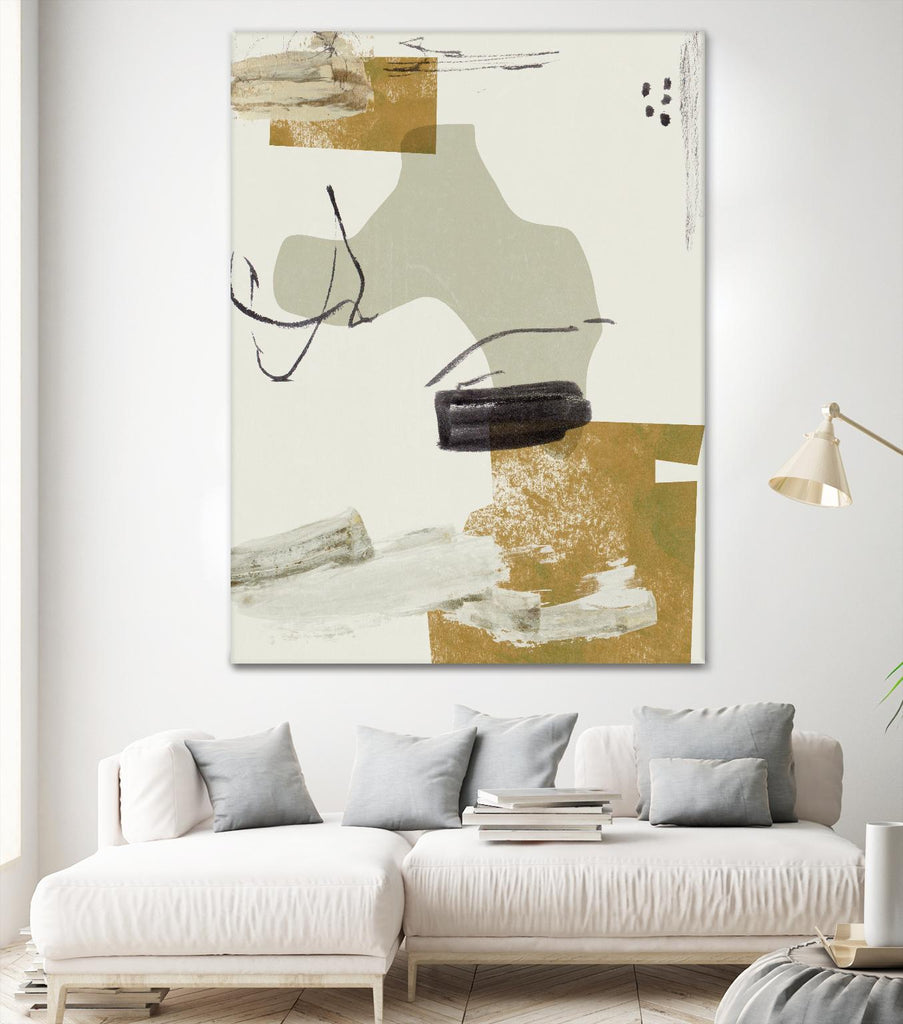 Over the Line IV par Melissa Wang sur GIANT ART - abstrait beige