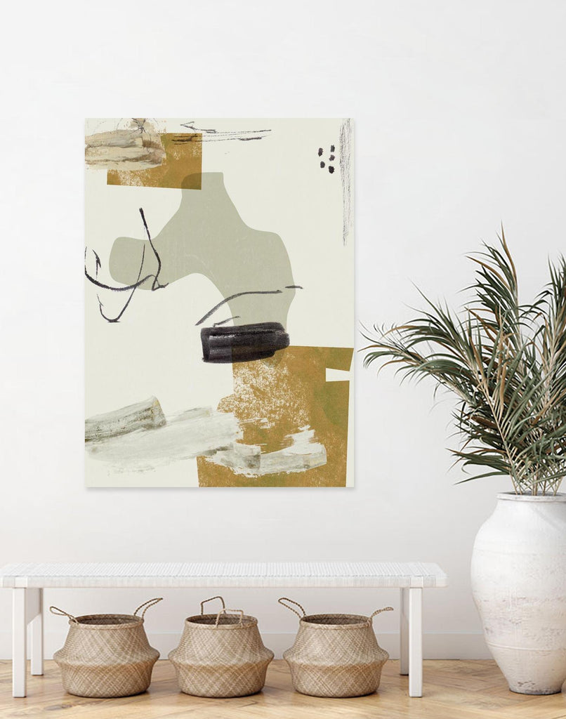 Over the Line IV par Melissa Wang sur GIANT ART - abstrait beige