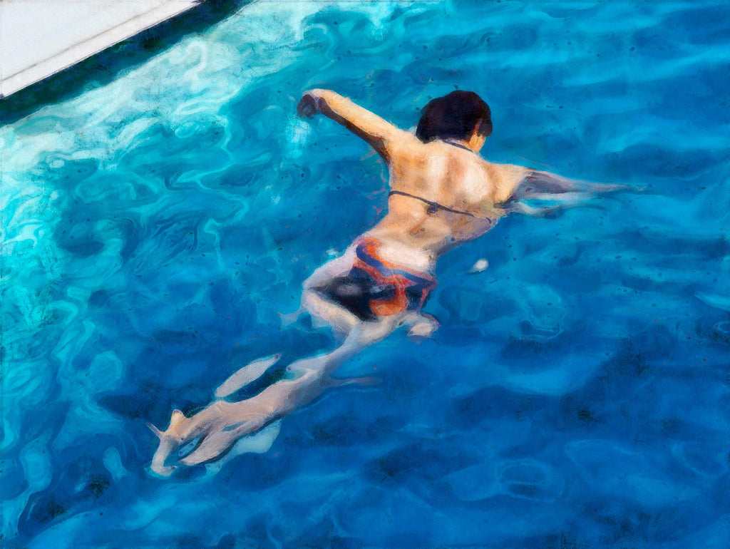Morning Swimming II by Alonzo Saunders on GIANT ART - orange coastal & tropical swimming