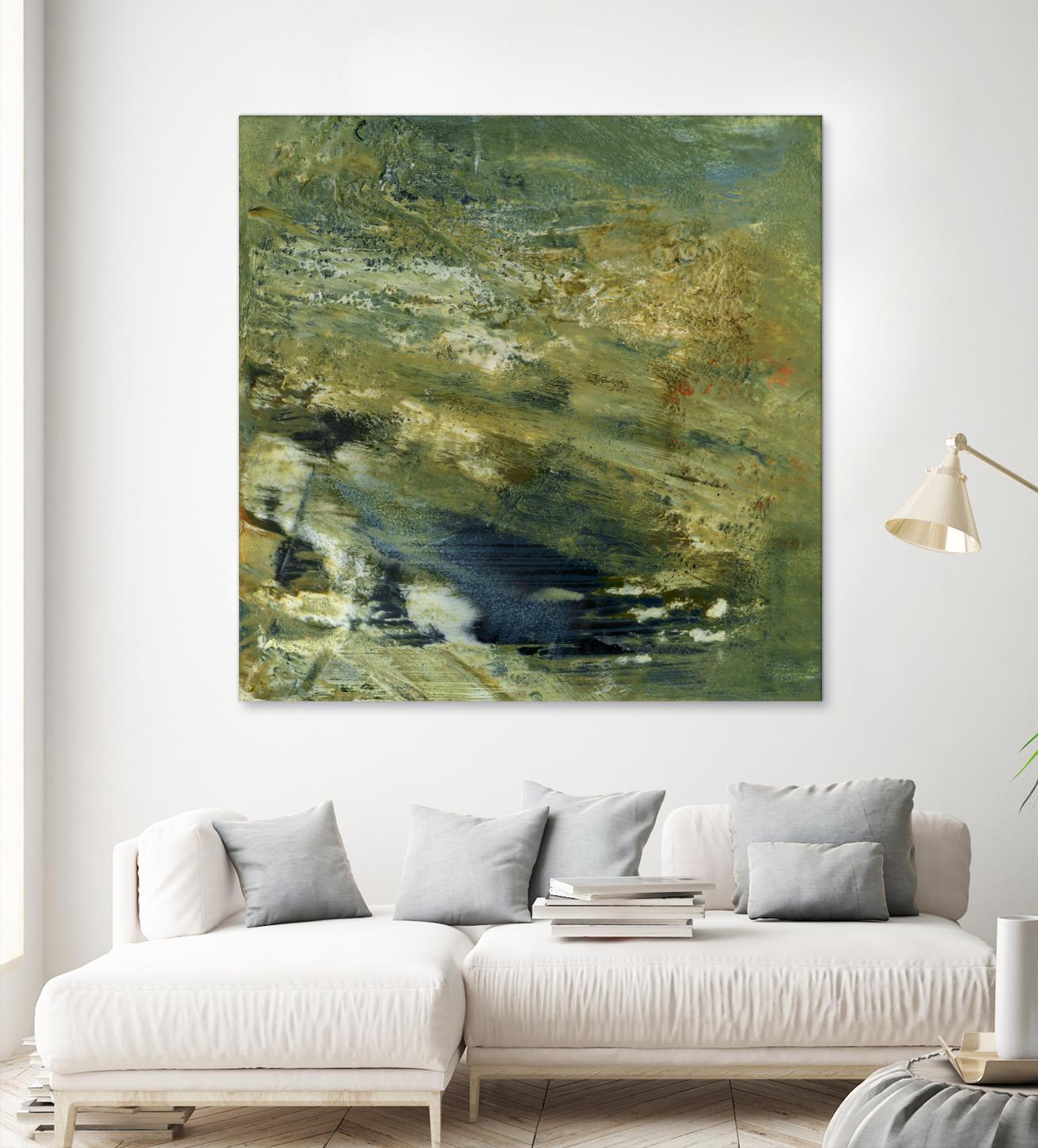 Encaustic Tile in Green VI by Sharon Gordon on GIANT ART - green abstract abstract