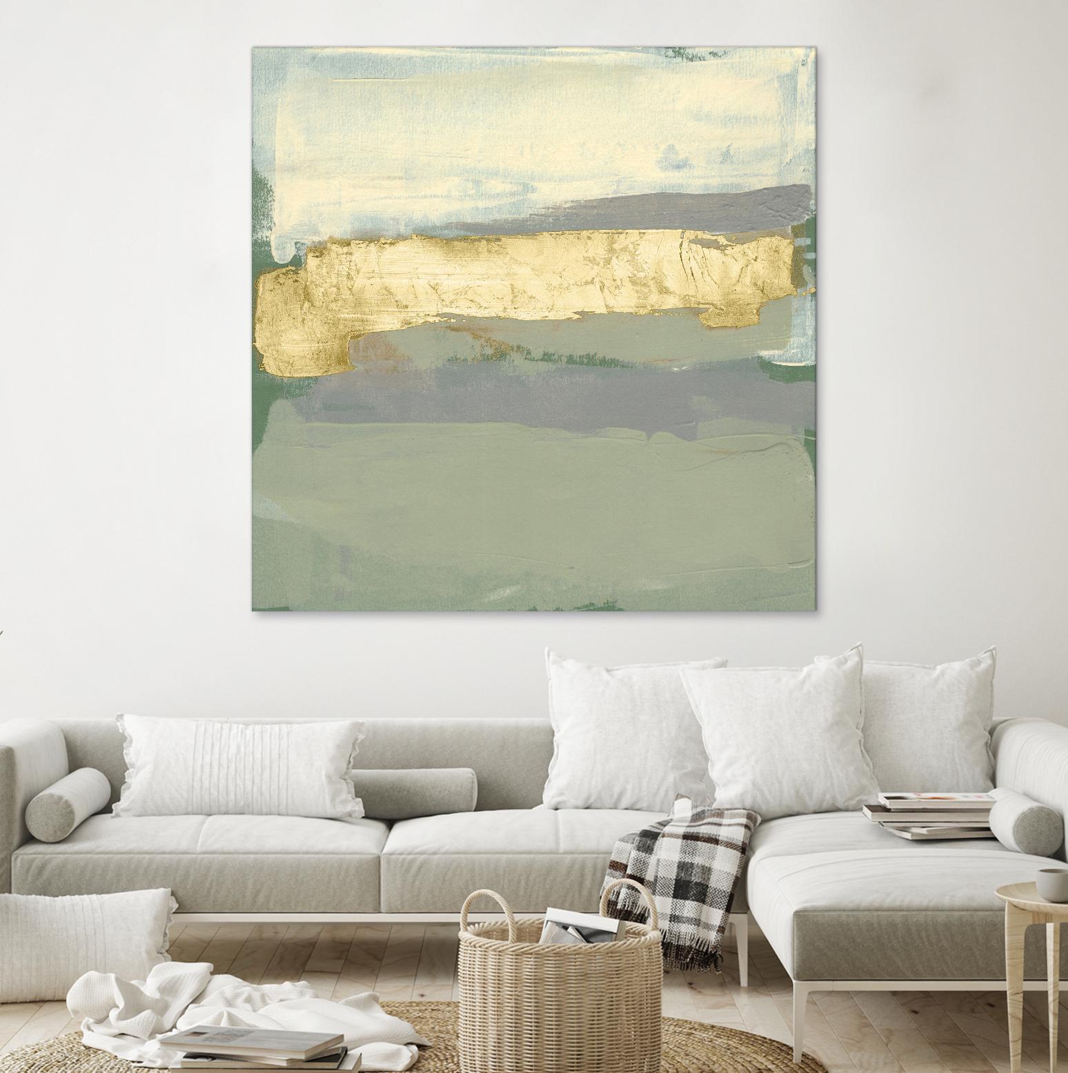 Sage & Gold Swipe I by Jennifer Goldberger on GIANT ART - gold abstract abstract