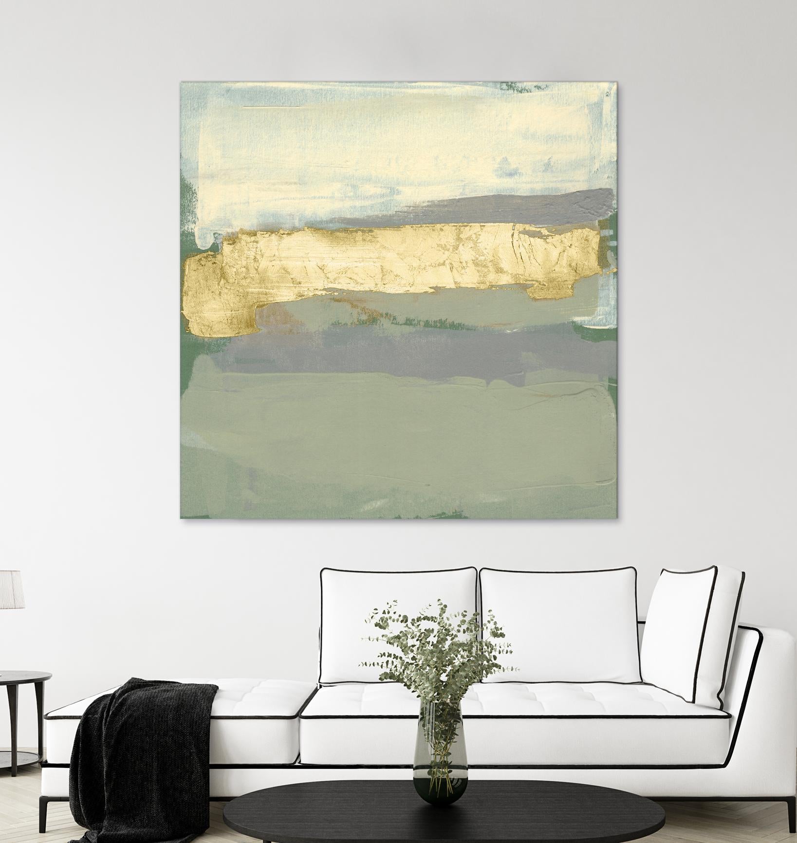 Sage & Gold Swipe I by Jennifer Goldberger on GIANT ART - gold abstract abstract